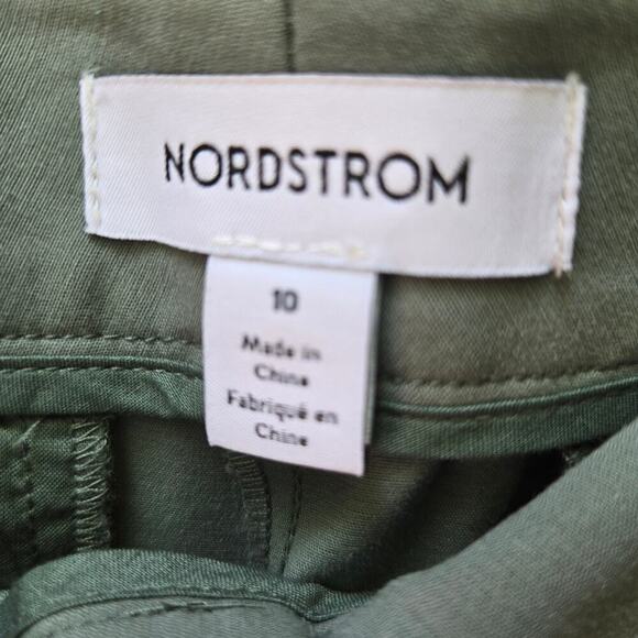 NWOT Nordstrom Womens Green Wide-Leg Cargo Pants 10 Stretch Utility Gorpcore - Picture 5 of 11